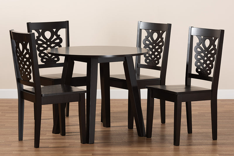 Sahar Modern and Contemporary Dark Brown Finished Wood 5-Piece Dining Set