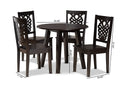 Sahar Dark Brown 5-Piece Dining Set Baxton
