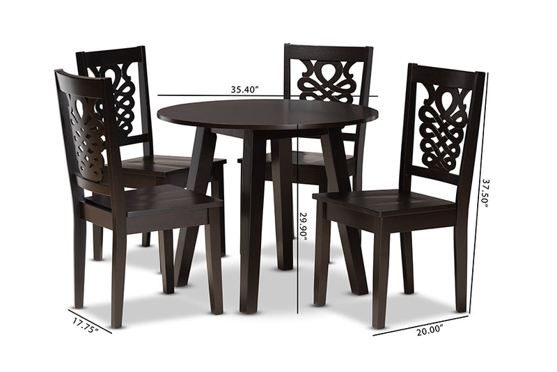 Sahar Modern and Contemporary Dark Brown Finished Wood 5-Piece Dining Set