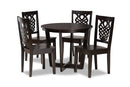 Fields Dark Brown 5-Piece Dining Set Baxton