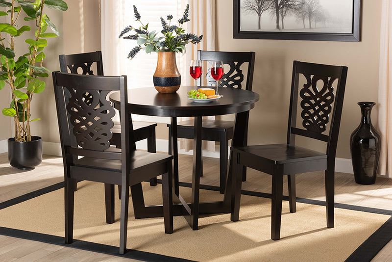 Fields Modern and Contemporary Dark Brown Finished Wood 5-Piece Dining Set