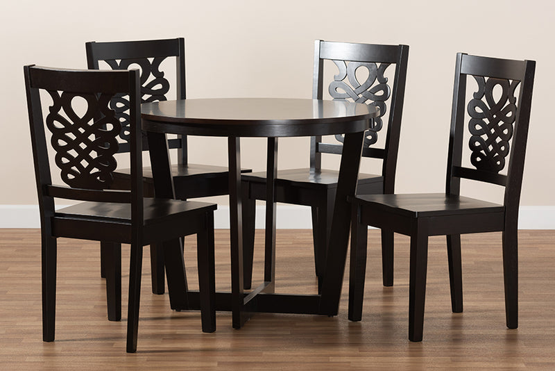 Fields Modern and Contemporary Dark Brown Finished Wood 5-Piece Dining Set