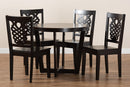 Fields Dark Brown 5-Piece Dining Set Baxton