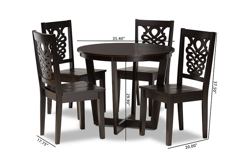 Fields Modern and Contemporary Dark Brown Finished Wood 5-Piece Dining Set