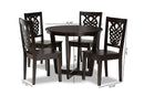Fields Dark Brown 5-Piece Dining Set Baxton