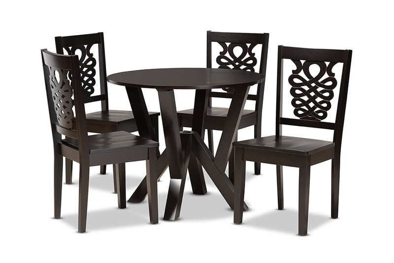 Renata Modern and Contemporary Dark Brown Finished Wood 5-Piece Dining Set