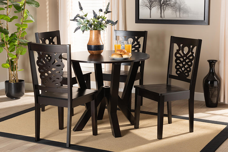 Renata Modern and Contemporary Dark Brown Finished Wood 5-Piece Dining Set