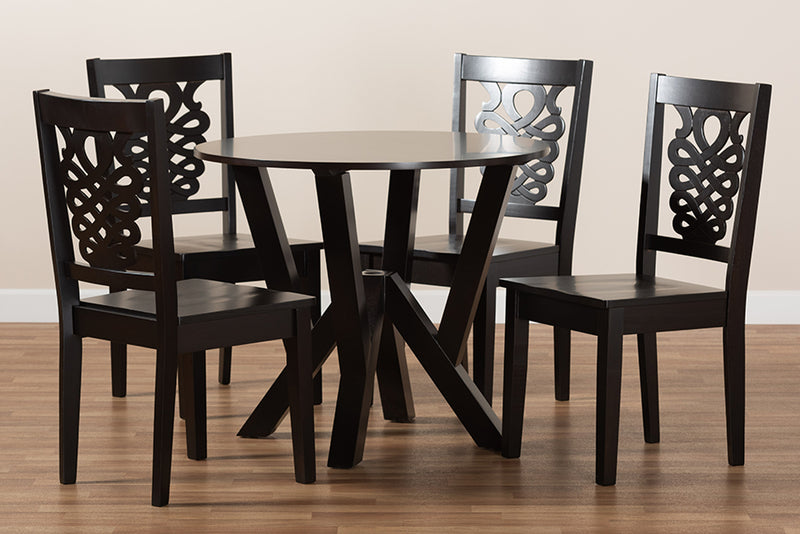 Renata Modern and Contemporary Dark Brown Finished Wood 5-Piece Dining Set