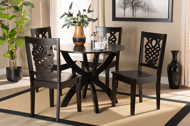 Manhattan Modern and Contemporary Dark Brown Finished Wood 5-Piece Dining Set