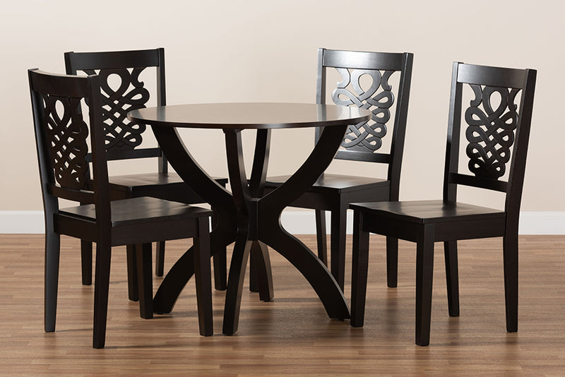 Manhattan Modern and Contemporary Dark Brown Finished Wood 5-Piece Dining Set