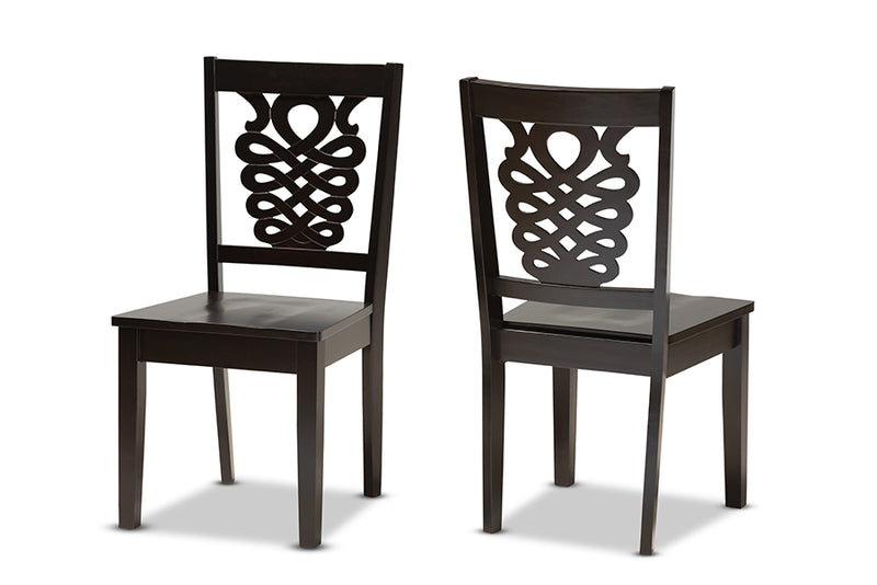 Brenner Modern and Contemporary Dark Brown Finished Wood 2-Piece Dining Chair Set