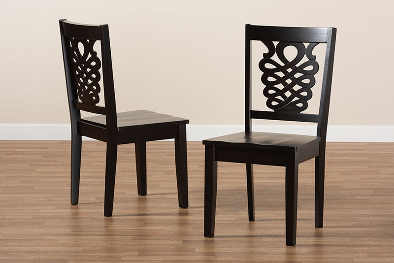 Brenner Modern and Contemporary Dark Brown Finished Wood 2-Piece Dining Chair Set