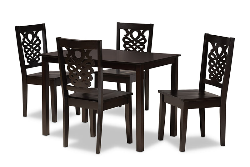 Kim Modern and Contemporary Dark Brown Finished Wood 5-Piece Dining Set