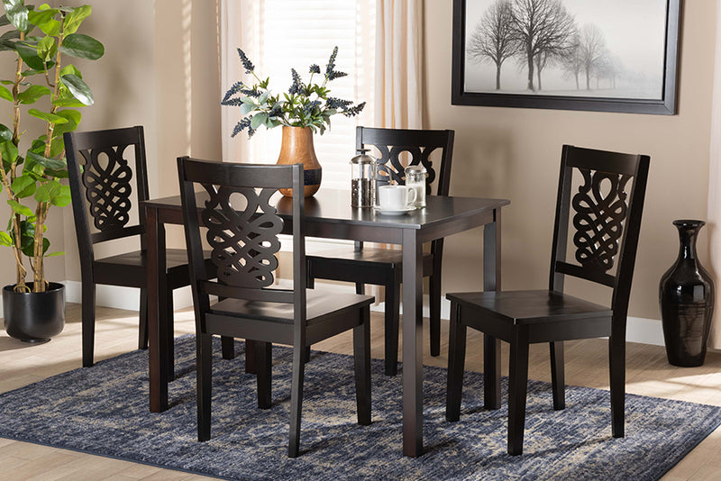 Kim Modern and Contemporary Dark Brown Finished Wood 5-Piece Dining Set