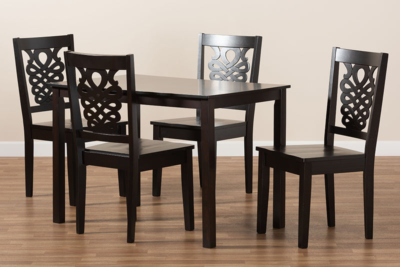 Kim Modern and Contemporary Dark Brown Finished Wood 5-Piece Dining Set