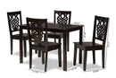 Kim Dark Brown 5-Piece Dining Set Baxton