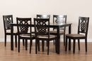 Brenner Sand Fabric Upholstered and Dark Brown 7-Piece Dining Set Baxton