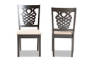 Brenner Sand Fabric Upholstered and Dark Brown 2Pc Dining Chair Set Baxton