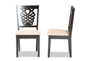 Brenner Sand Fabric Upholstered and Dark Brown 2Pc Dining Chair Set Baxton