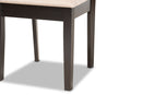 Brenner Sand Fabric Upholstered and Dark Brown 2Pc Dining Chair Set Baxton