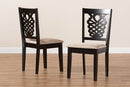 Brenner Sand Fabric Upholstered and Dark Brown 2Pc Dining Chair Set Baxton