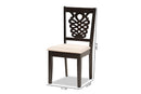 Brenner Sand Fabric Upholstered and Dark Brown 2Pc Dining Chair Set Baxton