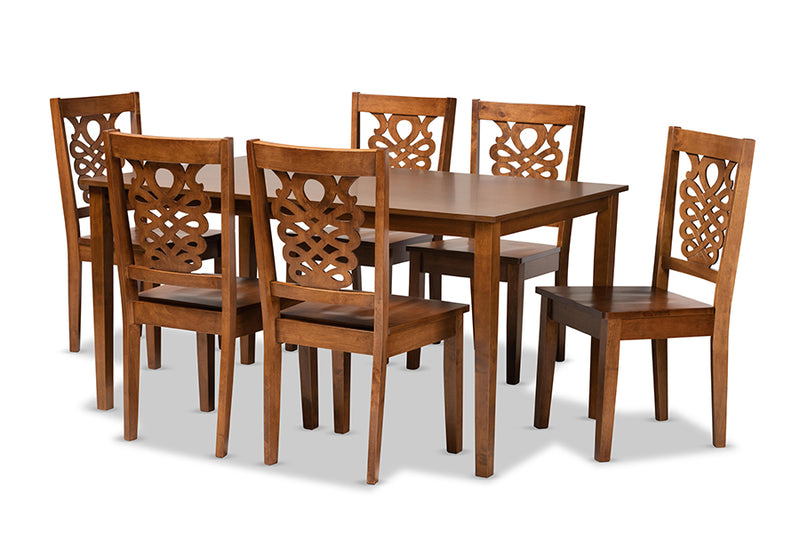 Kim Modern and Contemporary Walnut Brown Finished Wood 7-Piece Dining Set