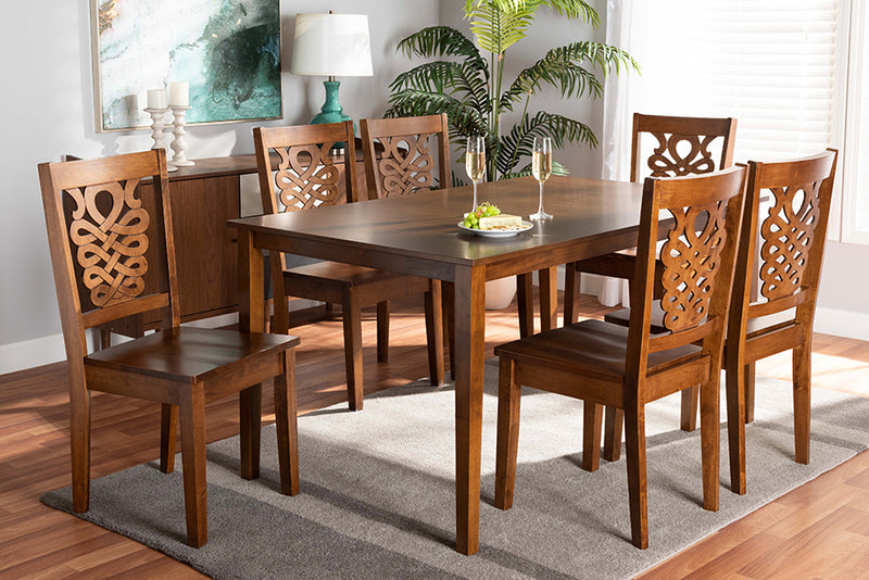 Kim Modern and Contemporary Walnut Brown Finished Wood 7-Piece Dining Set