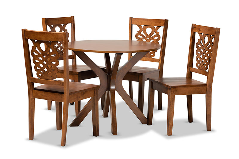 Racquel Modern and Contemporary Walnut Brown Finished Wood 5-Piece Dining Set