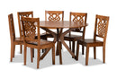 Racquel Walnut Brown 7-Piece Dining Set Baxton