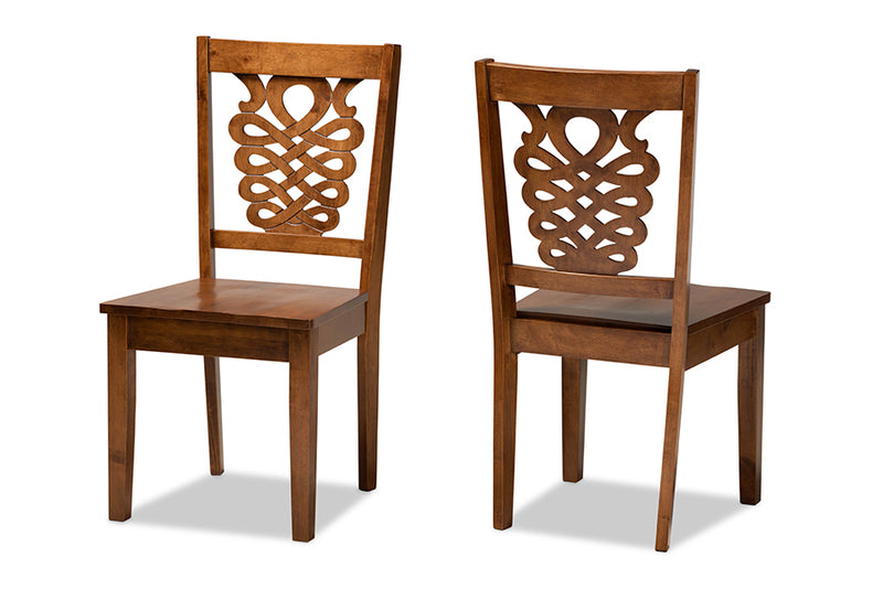 Brenner Modern and Contemporary Walnut Brown Finished Wood 2-Piece Dining Chair Set