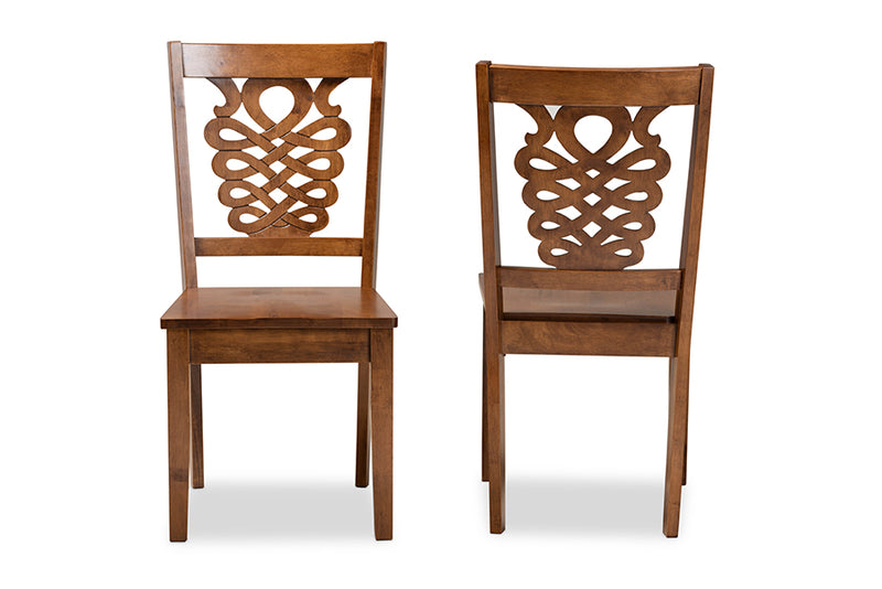 Brenner Modern and Contemporary Walnut Brown Finished Wood 2-Piece Dining Chair Set