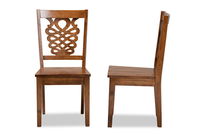 Brenner Modern and Contemporary Walnut Brown Finished Wood 2-Piece Dining Chair Set