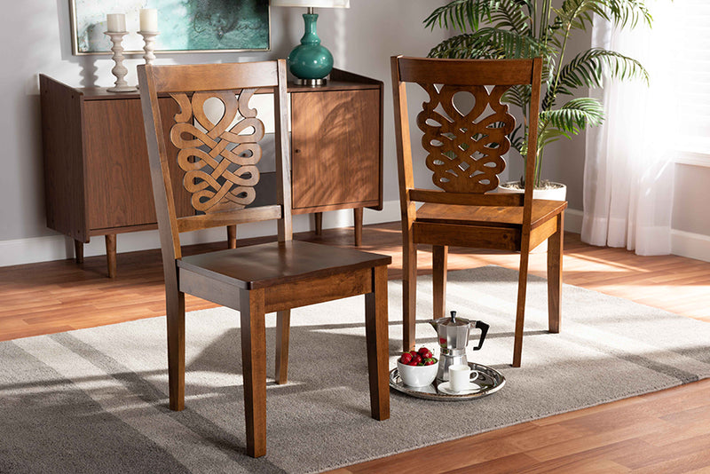 Brenner Modern and Contemporary Walnut Brown Finished Wood 2-Piece Dining Chair Set