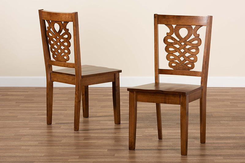 Brenner Modern and Contemporary Walnut Brown Finished Wood 2-Piece Dining Chair Set