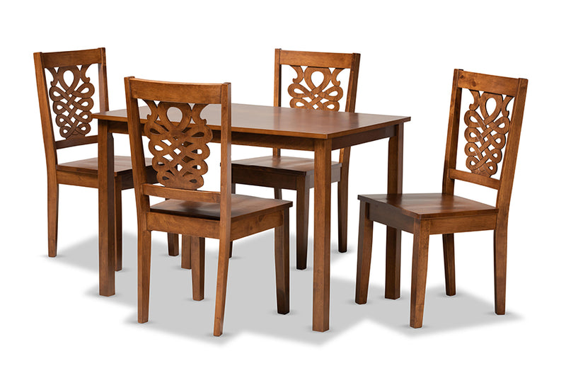 Kim Modern and Contemporary Walnut Brown Finished Wood 5-Piece Dining Set