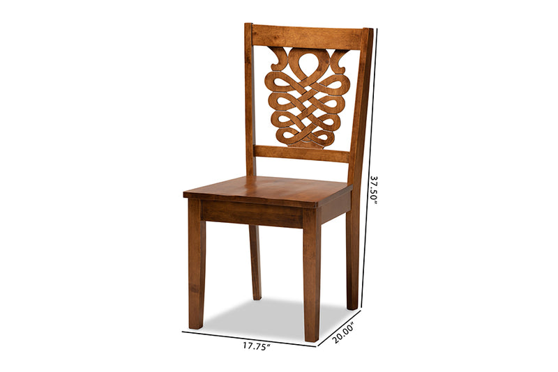 Brenner Modern and Contemporary Walnut Brown Finished Wood 2-Piece Dining Chair Set