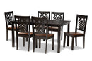 Kim Two-Tone Dark Brown and Walnut Brown 7-Piece Dining Set Baxton