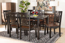 Kim Two-Tone Dark Brown and Walnut Brown 7-Piece Dining Set Baxton