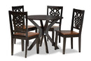 Racquel Two-Tone Dark Brown and Walnut Brown 5-Piece Dining Set Baxton