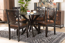Racquel Two-Tone Dark Brown and Walnut Brown 5-Piece Dining Set Baxton