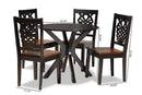 Racquel Two-Tone Dark Brown and Walnut Brown 5-Piece Dining Set Baxton