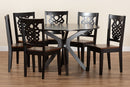 Racquel Two-Tone Dark Brown and Walnut Brown 7-Piece Dining Set Baxton