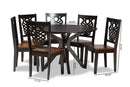 Racquel Two-Tone Dark Brown and Walnut Brown 7-Piece Dining Set Baxton