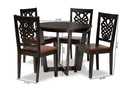 Fields Two-Tone Dark Brown and Walnut Brown 5-Piece Dining Set Baxton