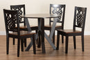 Renata Two-Tone Dark Brown and Walnut Brown 5-Piece Dining Set Baxton