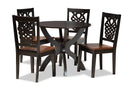 Manhattan Two-Tone Dark Brown and Walnut Brown 5-Piece Dining Set Baxton