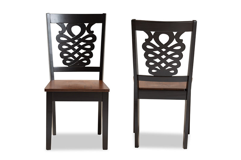 Brenner Two-Tone Dark Brown and Walnut Brown 2Pc Dining Chair Set Baxton