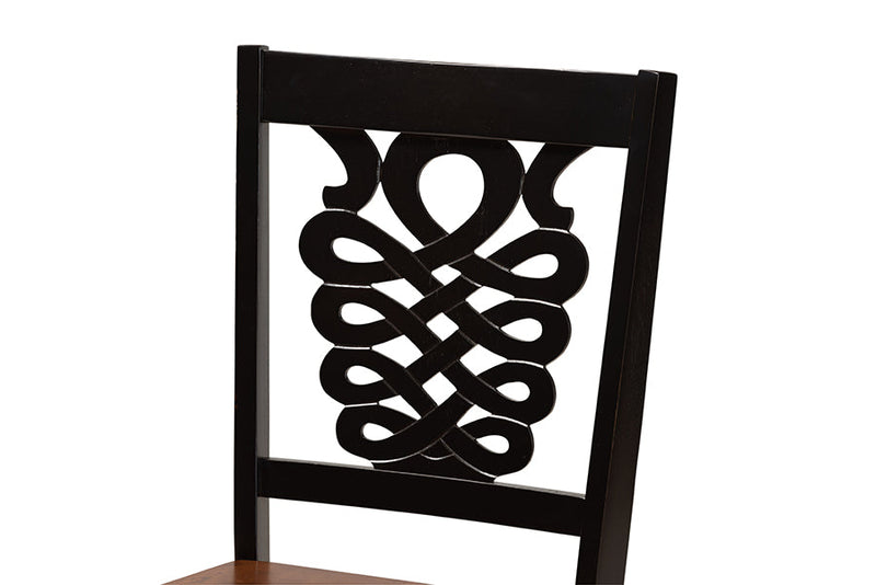 Brenner Two-Tone Dark Brown and Walnut Brown 2Pc Dining Chair Set Baxton