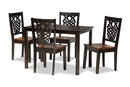 Kim Two-Tone Dark Brown and Walnut Brown 5-Piece Dining Set Baxton